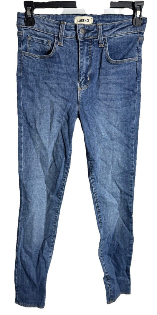 L'Agence Womens Denim Solid Mid Rise Modern Stretch Skinny Leg Jeans 25