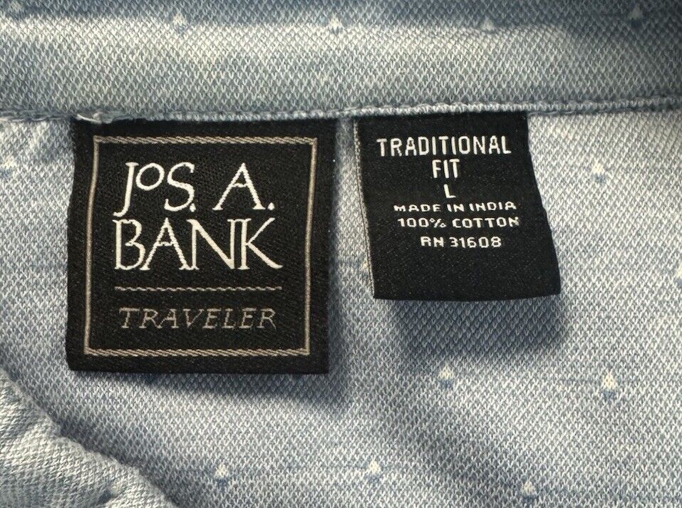 Jos A Bank Shirt Mens Large Polo Casual Button Short Sleeve Collared Travel