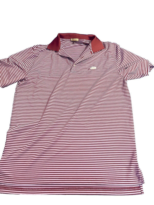 Peter Millar Mens Golf Polo Shirt Size Medium, High Quality Striped Shirt Red