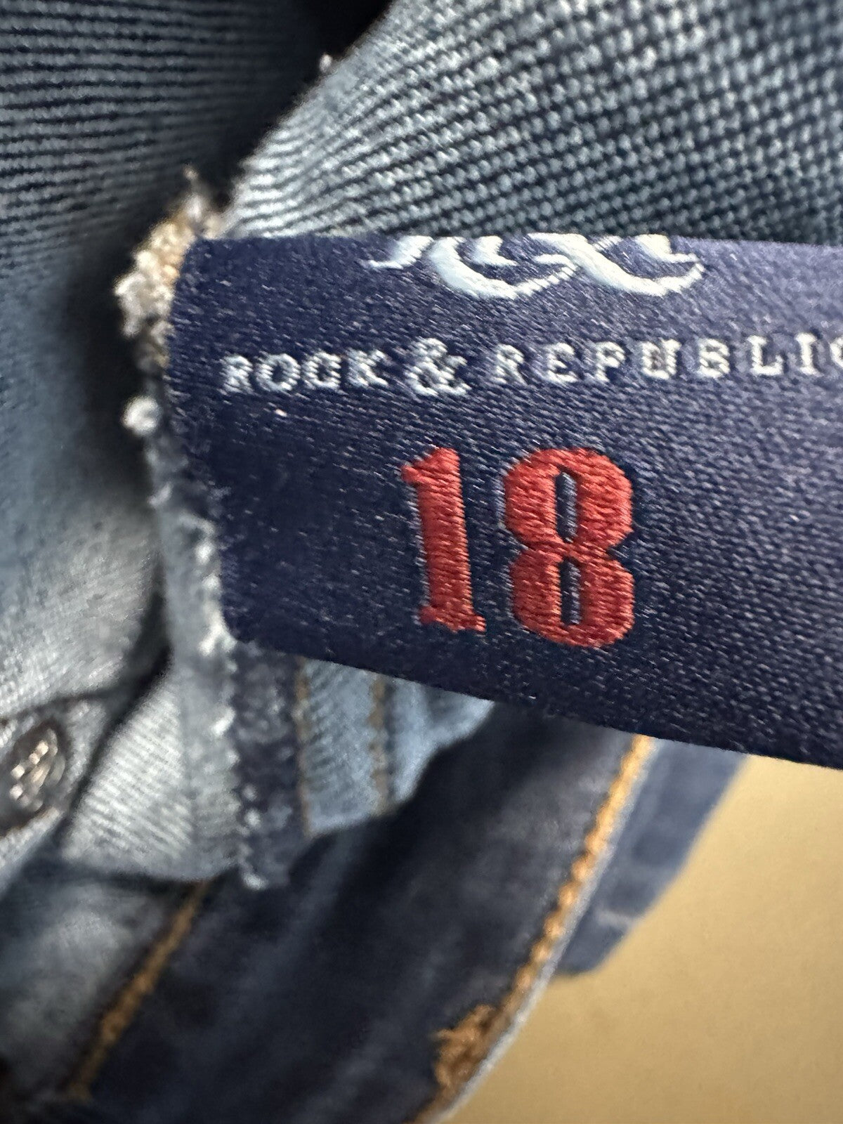 Rock & Republic Denim Rx Fever Pull On Straight Jean Women's 18 Blue Denim
