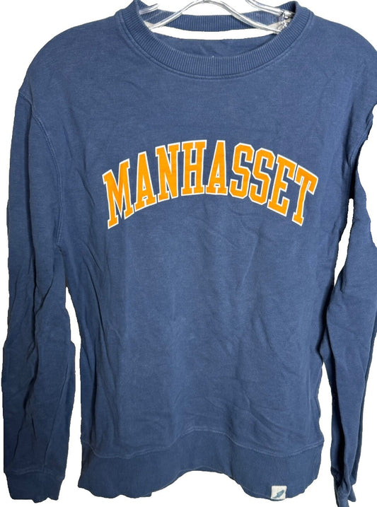 Unwind By League Ribbed Pullover Shirt Top Long Sleeve Manhasset  Blue Size S