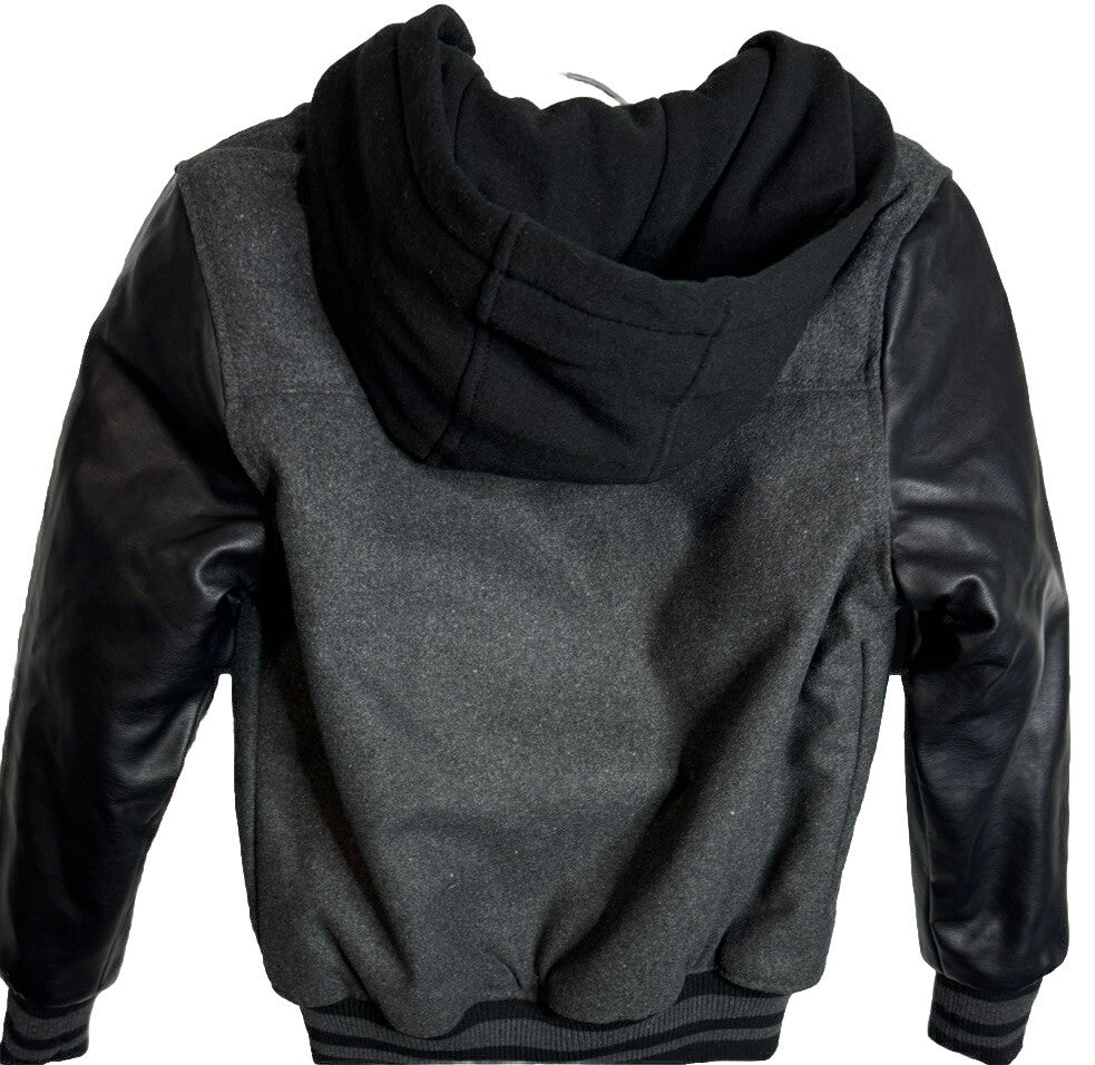 Urban Republic  Boys Size Medium 10/12 Long Sleeve Coated Leather Hooded Jacket