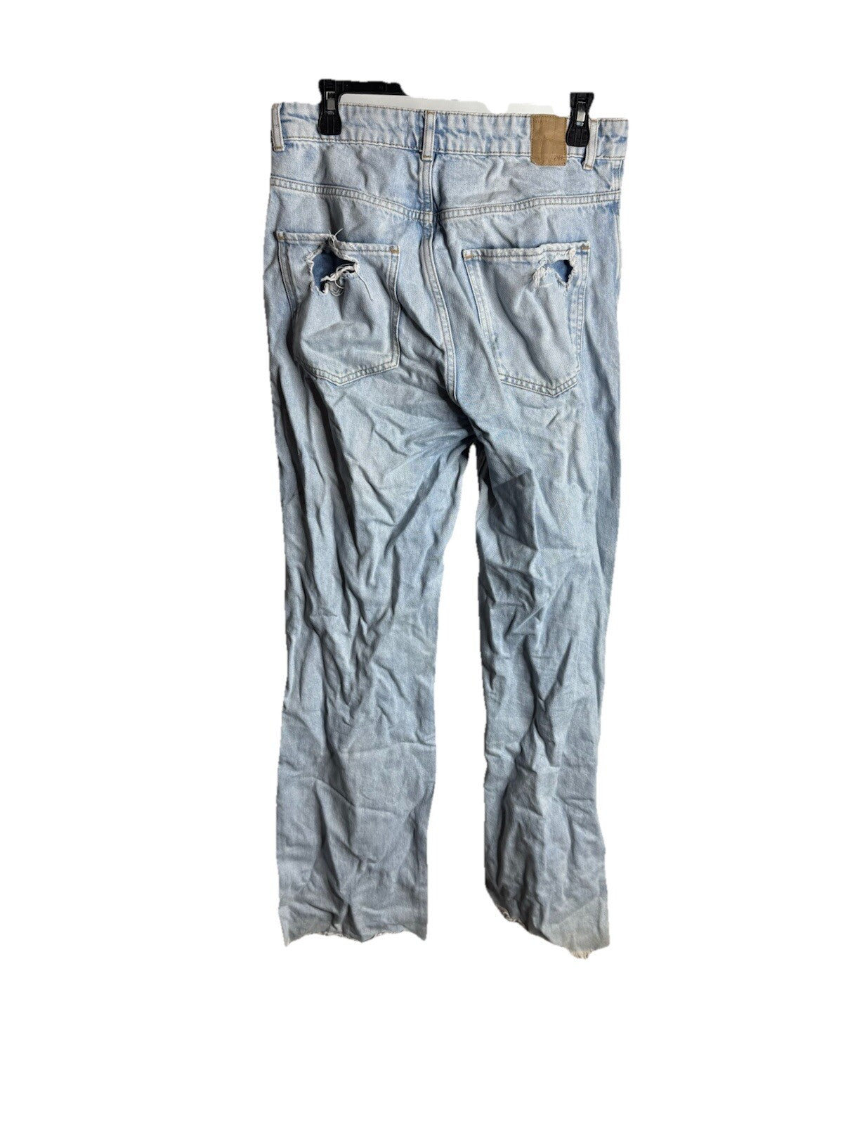 Zara Jeans Womens 10  Denim High Rise Straight Cropped Raw Hem
