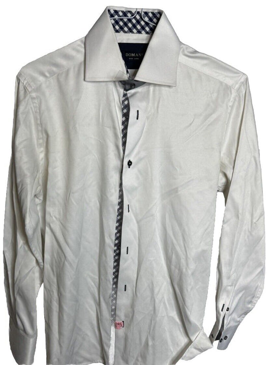 Domani Blue Label  Men's Button Down Shirt 15.5 32/33 Collar/Cuffs
