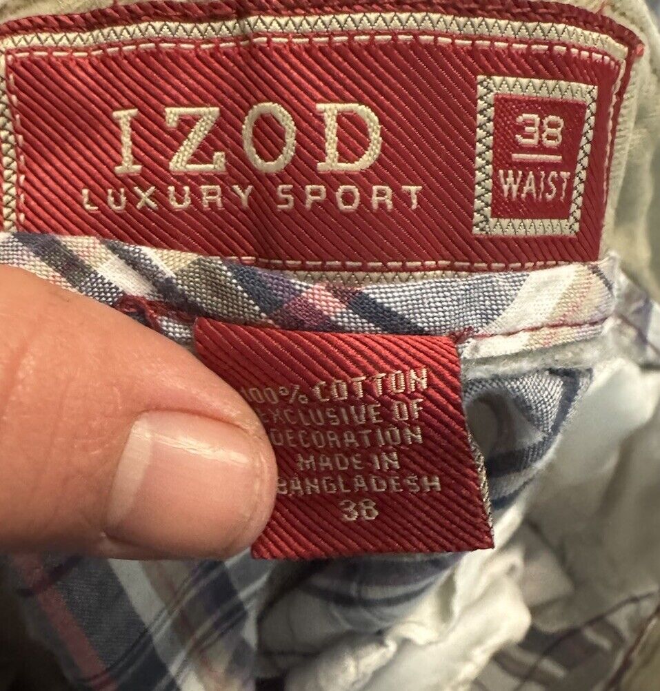 IZOD Men Golf Shorts Swing Flex Stretch Cargo Short, Khaki 38W