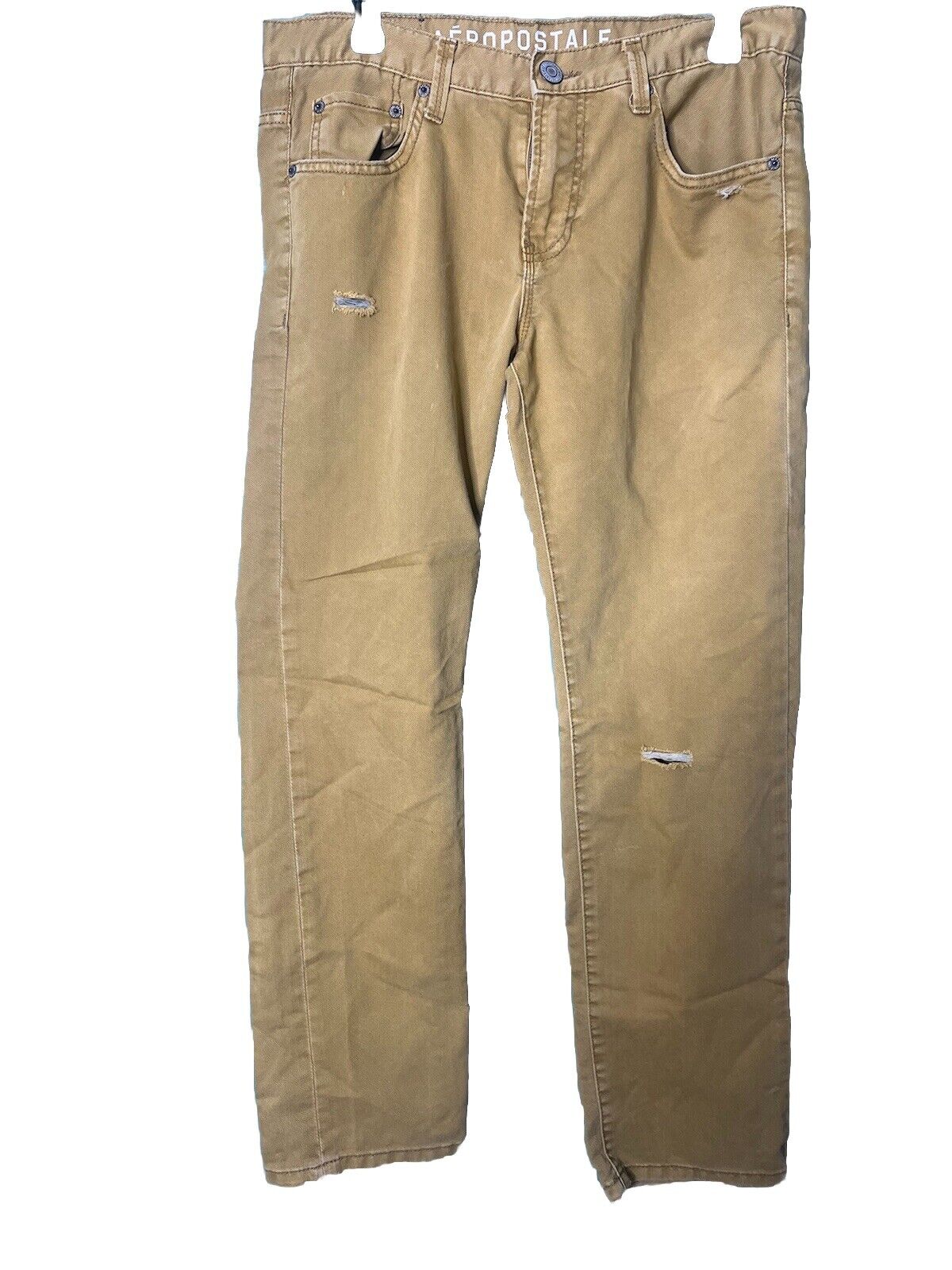 Aeropostale Slim Straight Chino Pants Men's 32x30 Tan Flat Front