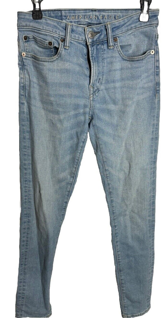 American Eagle Men's Size 28x32 in Straight Blue Cotton Blend