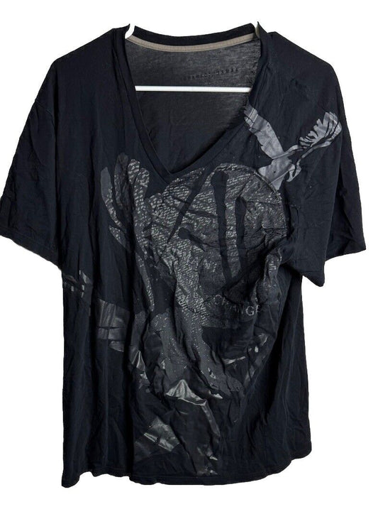 ARMANI EXCHANGE Black Silver AX LOGO Short Sleeve Slim Fit Designer T-shirt XL