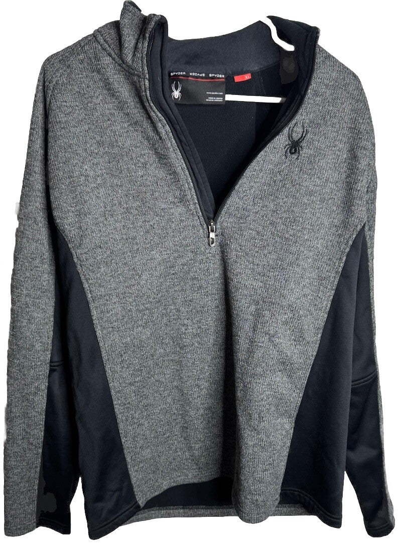 Spyder Active  Shirt 1/4 Zip Pullover Men's XL Gray Stretch Athletic ProWeb