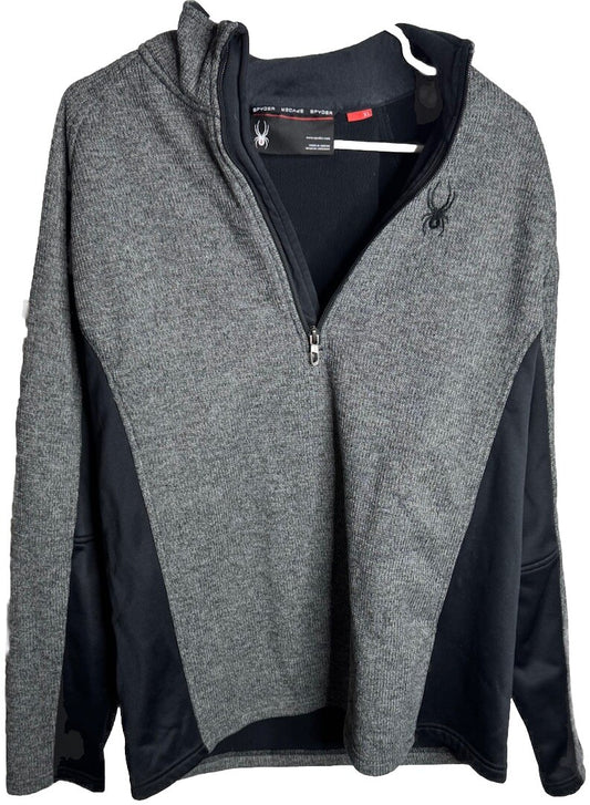 Spyder Active  Shirt 1/4 Zip Pullover Men's XL Gray Stretch Athletic ProWeb