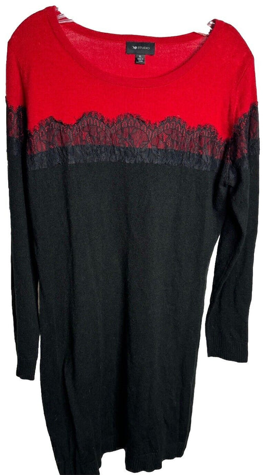 AB Studio Sweater Dress Size XL Long Sleeve Knit Pullover