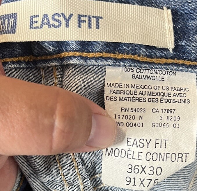 VTG Gap Easy Fit Jeans Men's 36x30 Stonewash Blue 100% Cotton Denim Y2K Dad