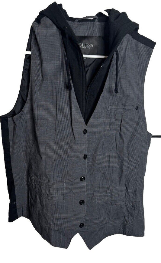 Guess Hooded Sleeveless Vest Full Zip Size Small