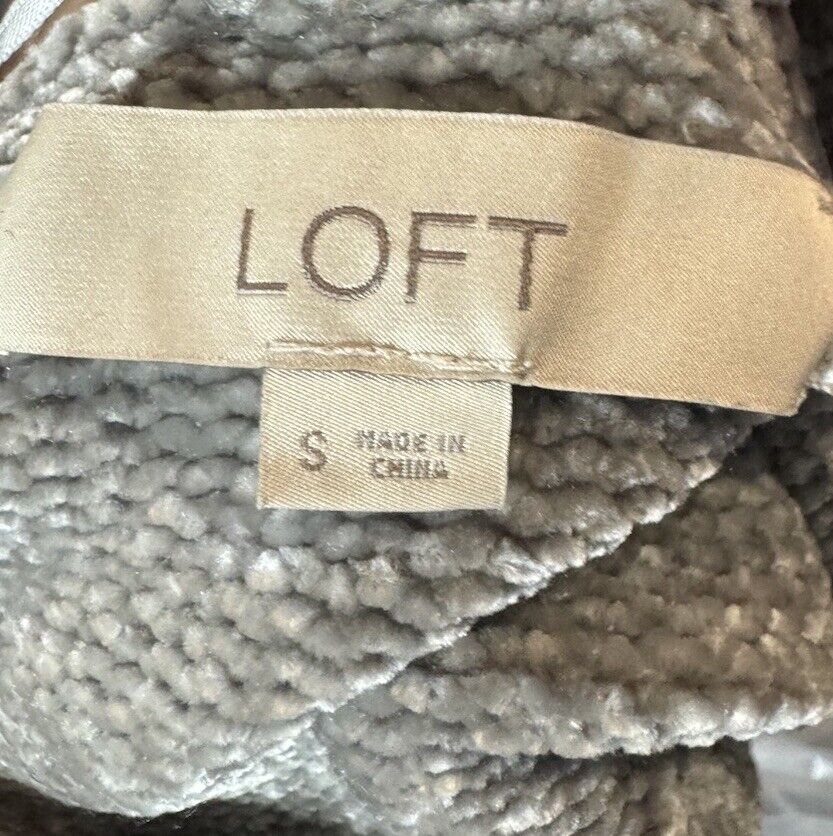 Loft Cardigan Sweater Women's Small Gray Knit Open Sweater Lightweight Solid