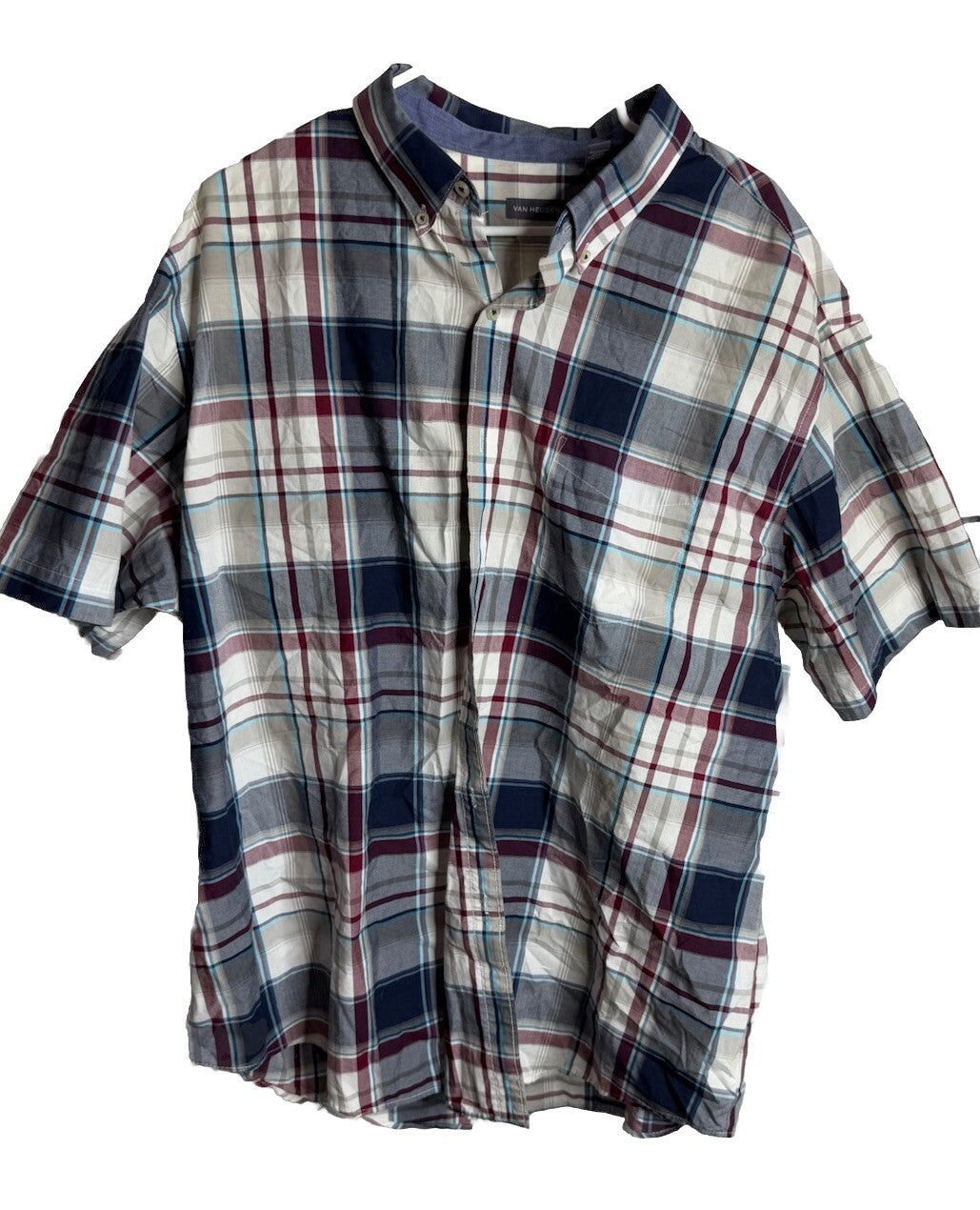 Van Heusen Mens Wrinkle Free Short Sleeve Dress Shirt Size XL