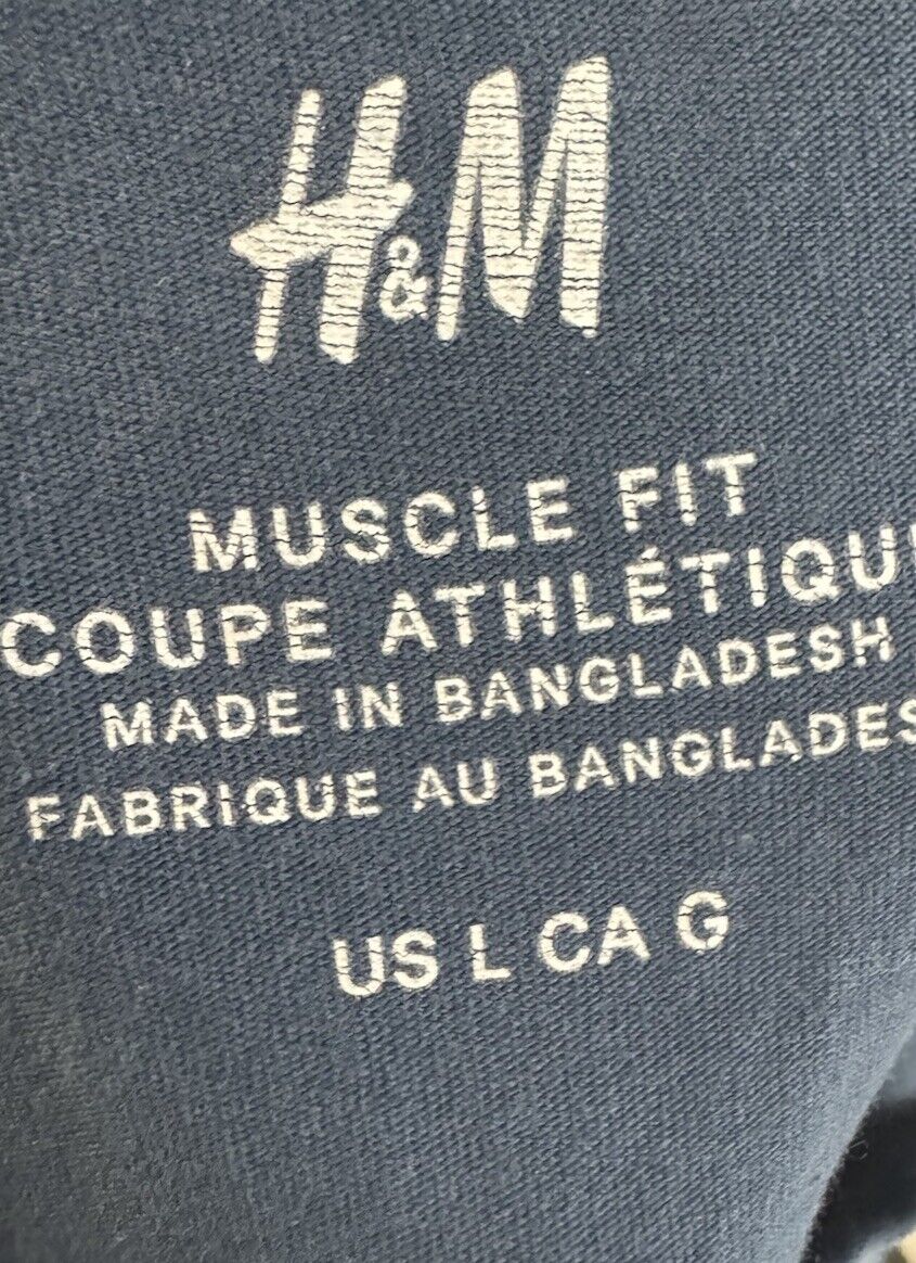 H&M Men's DryMove™ Muscle Fit Pro Sports T-Shirt Navy Blue Large