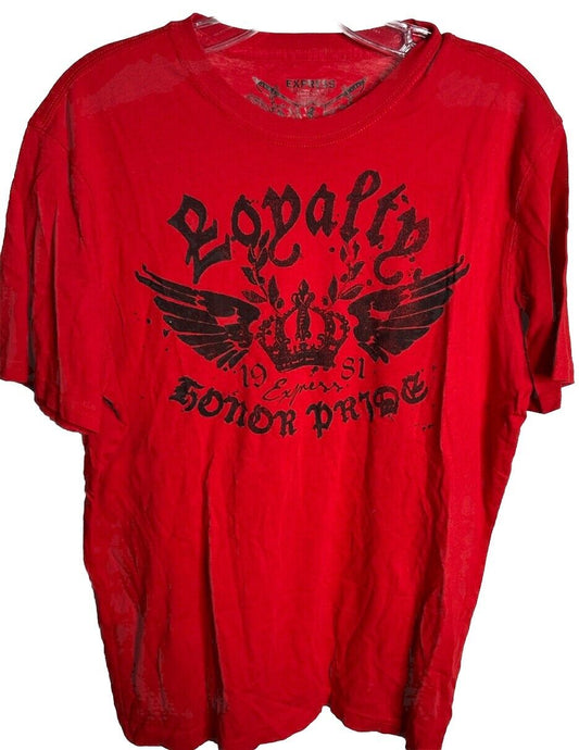 Express Mens Red Short Sleeve Crew Neck T-Shirt Size Medium 100% Cotton