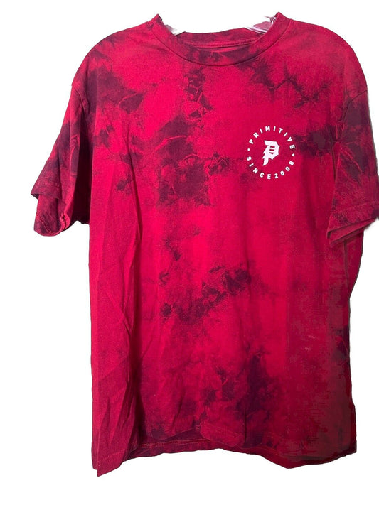 Primitive T Shirt Mens Medium Red Short Sleeve Casual Logo Tie Dye Skate Surf