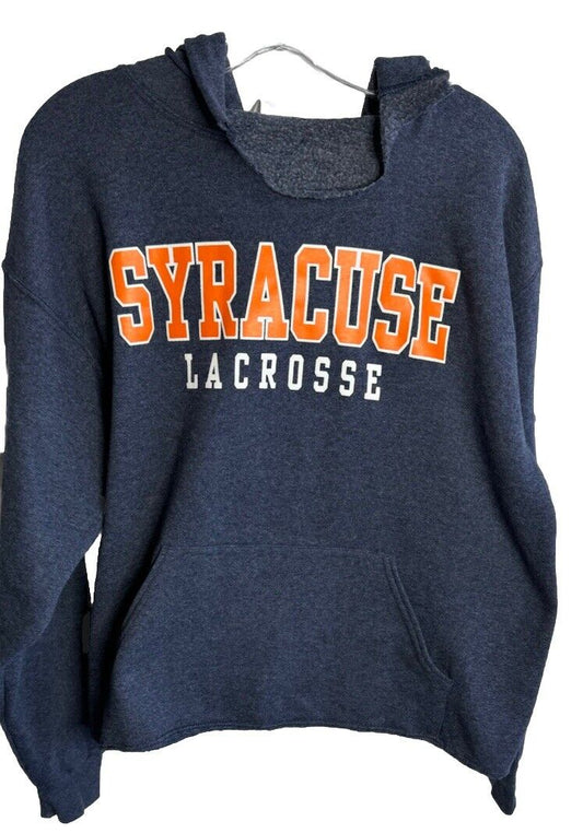 Jerzees Syracuse Lacrosse Sweatshirt Mens Large Blue Long Sleeve Hood Pullover
