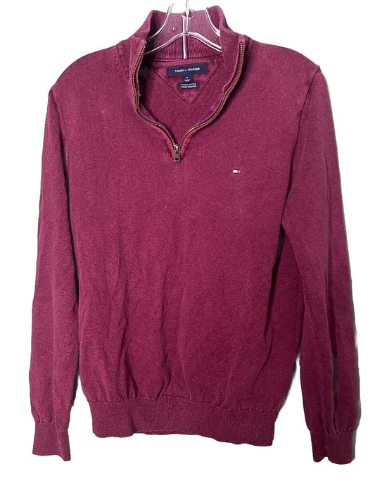 Mens Tommy Hilfiger Mock Neck 1/4 Zip Long Sleeve Pullover Shirt Medium