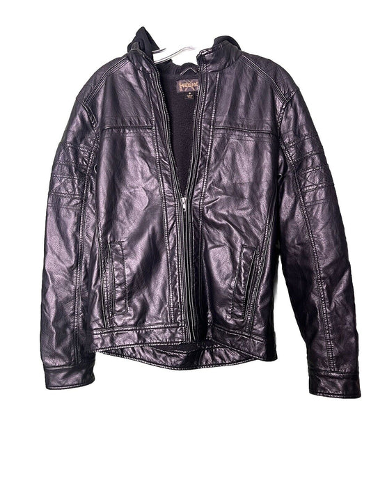 HELIX Black Men's Faux Leather Size Small With Hood