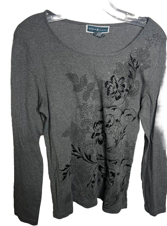 Karen Scott Women's Pullover T Shirt Top Size Med Short Sleeve Boat Neck