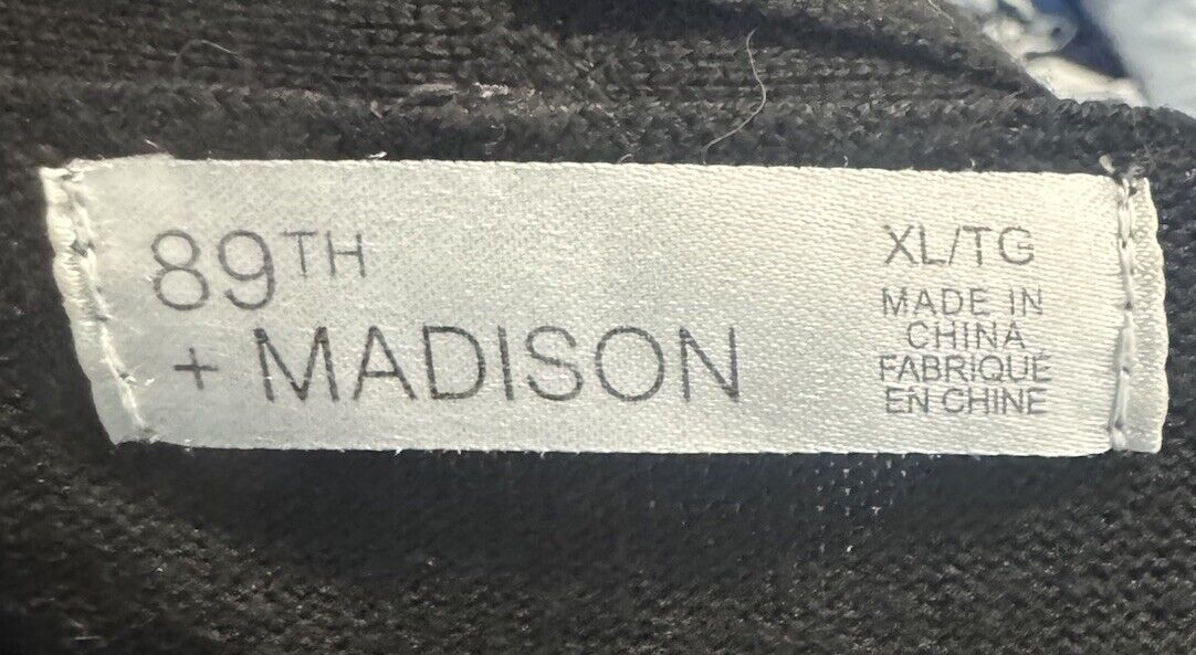 89th & Madison Open Front Black Cardigan Size XL