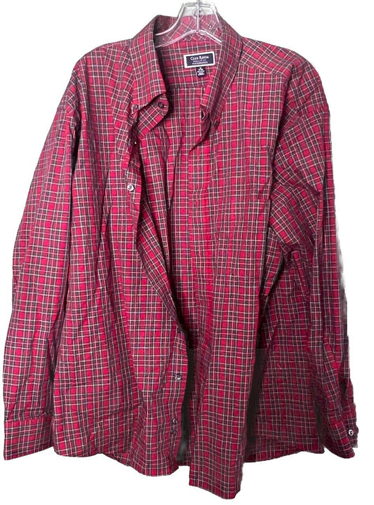 Club Room Men's Button Down Shirt Size 18 34/35 Plaid Long Sleeve Regular Fit