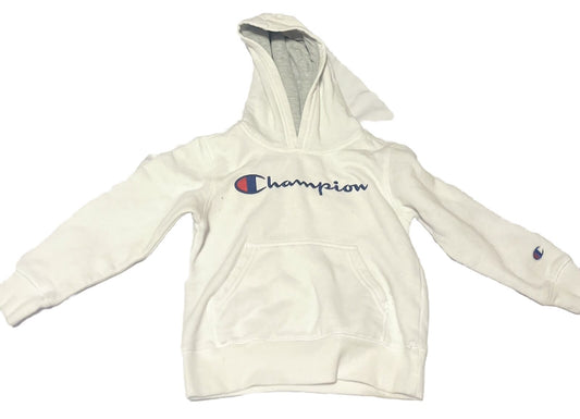 Champion, White Hoodie, Youth Size 5, Authentic Material, High Quality,Rare Find
