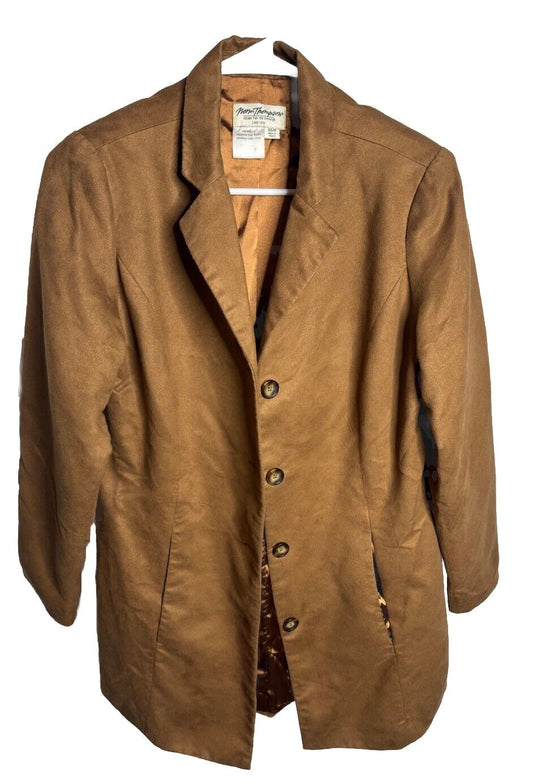 Norm Thompson Faux Suede Blazer Sport Coat Brown Jacket Western XS