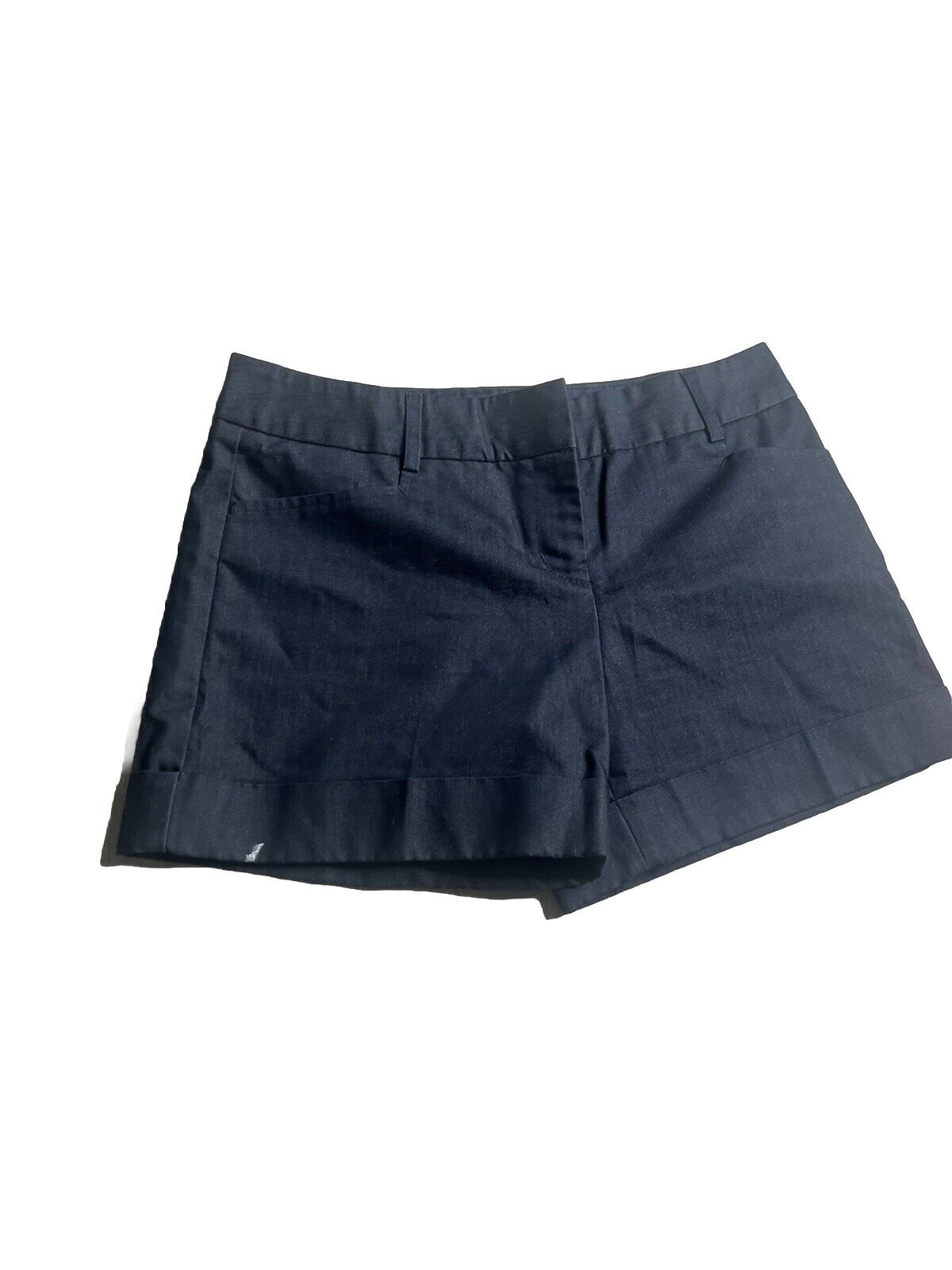Express Shorts Women's Sizs 2 Black Editor Mid Rise Cotton Blend Button
