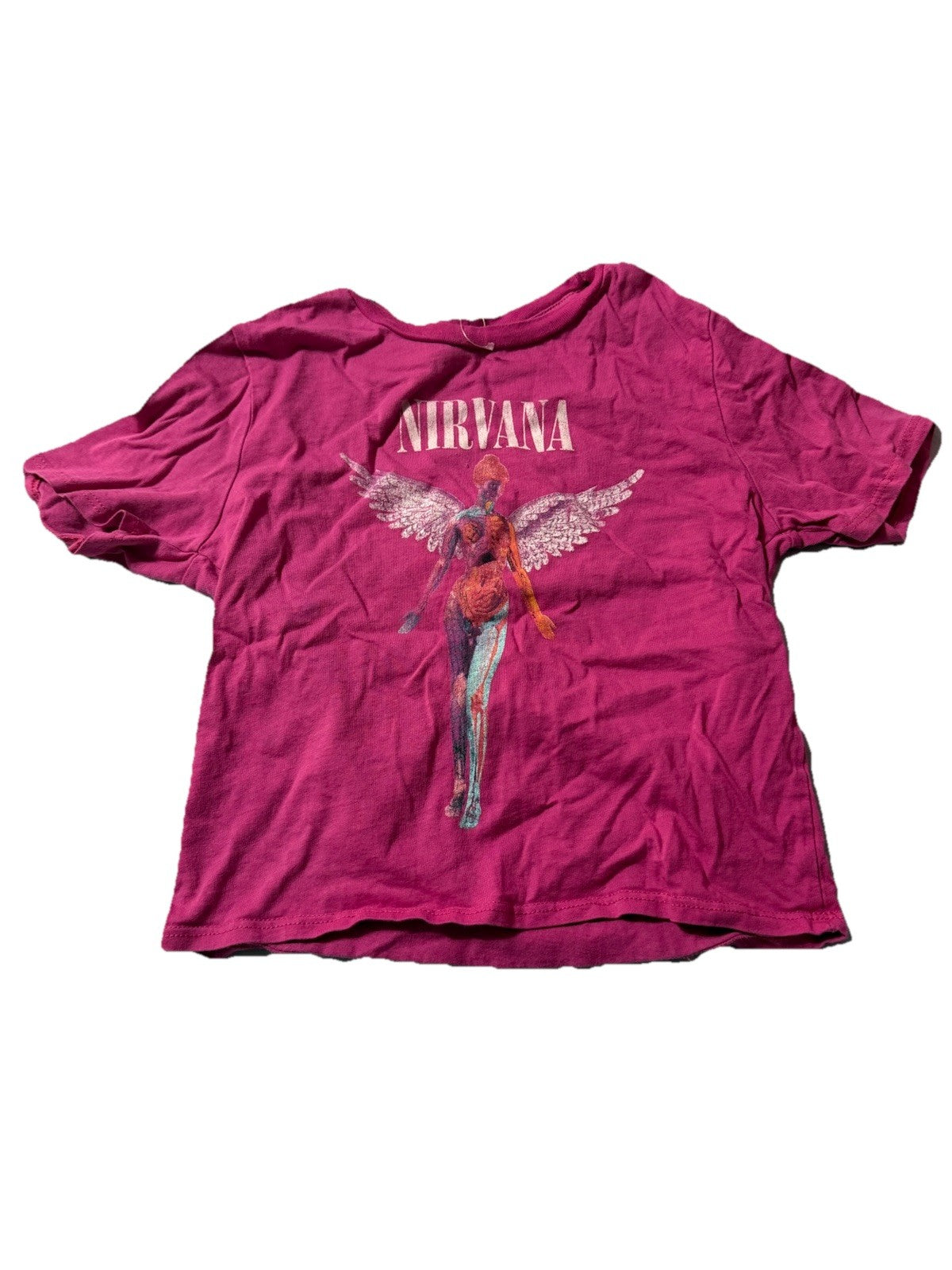 Girls youth xs hot pink nirvana crop top In Utero. 90’s Grunge Vintage