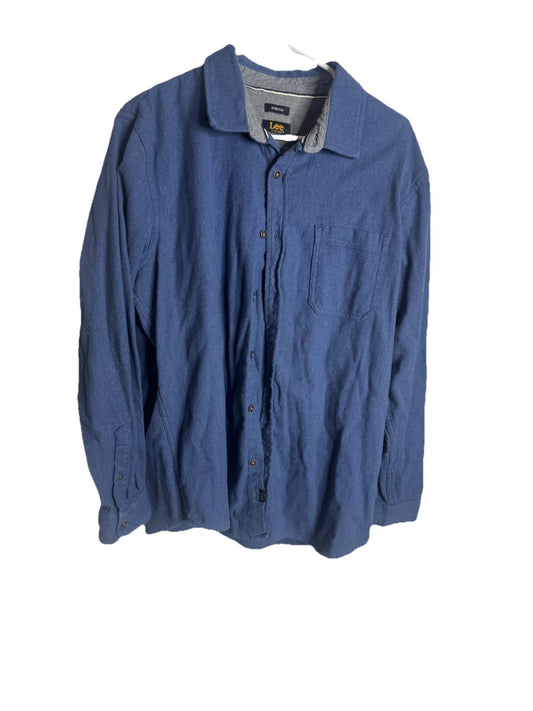 Lee Stretch Regular Fit Button Down Shirt Men's Large Long Sleeve
