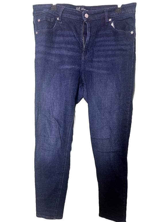 Gap Premium Quality Jeans Womens Size14/32R Skinny High Rise Denim Dark Blue