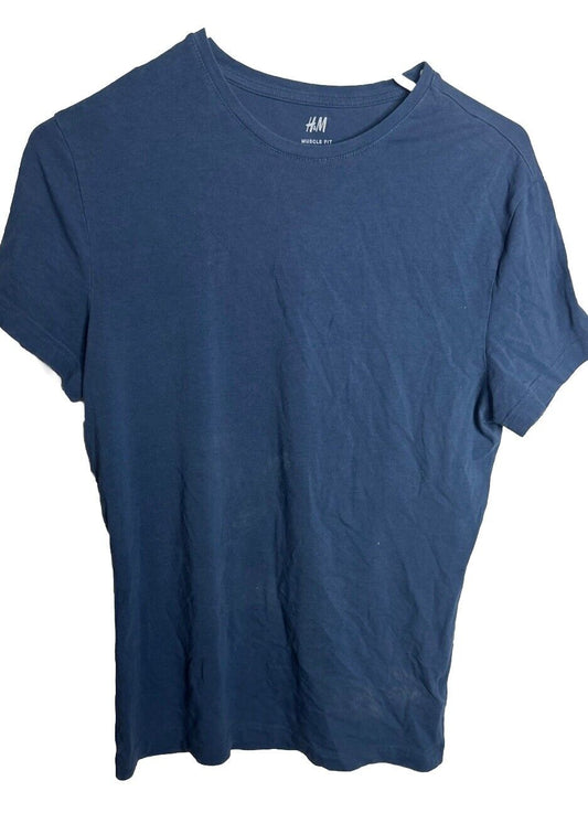 H&M Men's DryMove™ Muscle Fit Pro Sports T-Shirt Navy Blue Large
