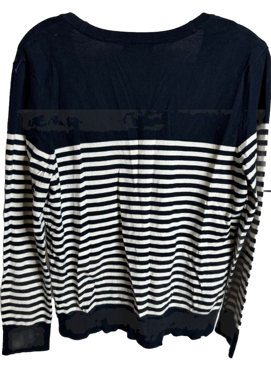 Chaps Shirt  Striped Women's Button Down Scoop Neck Shirt ~ Size Large