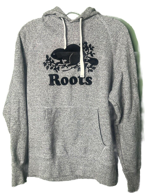 Roots Canada Hoodie Women's XS Gray Beaver Logo Sweatshirt