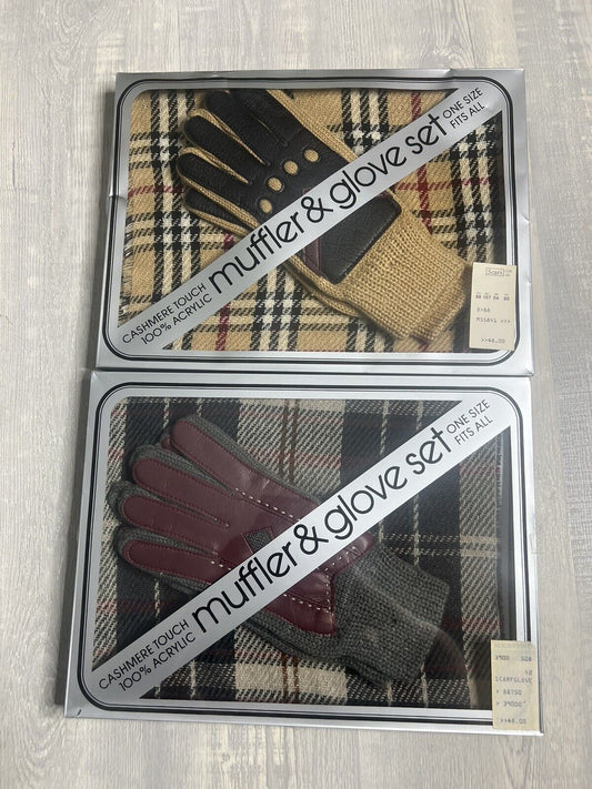 Vintage Muffler And Glove Sets (2) Sets Great Deal