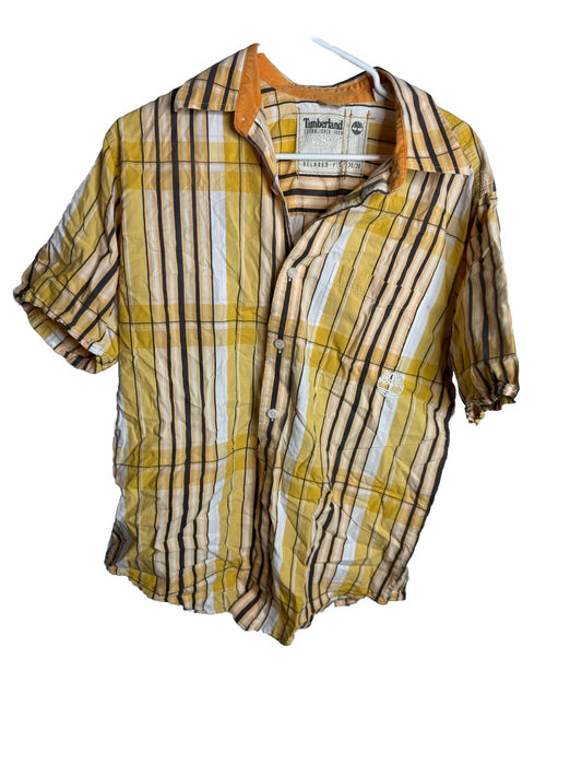 Timberland Men’s Button Down Shirt Blue Plaid medium