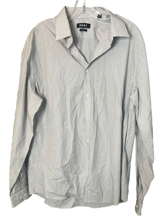 DKNY Men's Slim Fit Stretch Cotton Dress Shirt, Sz. 17 34-35