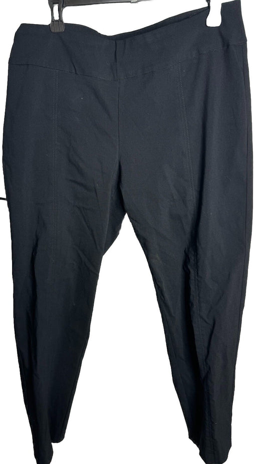Zac & Rachel Womens Pants Trouser Crop Black Slash Pocket Flat Front 14