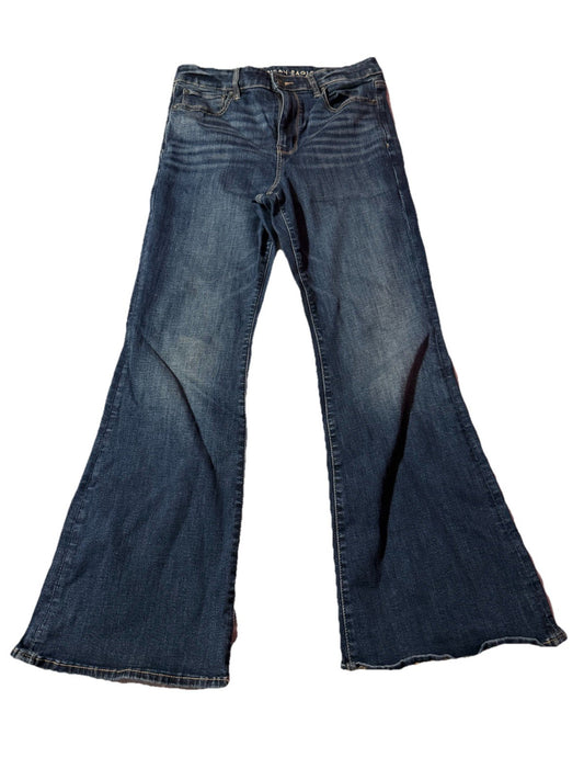 American Eagle Artist Flare Leg Stretch Denim Jeans Dark Wash Women's 10 Short