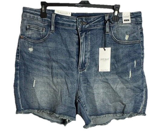 Judy Blue Denim Shorts Size 2XL Stretch Midi Distressed