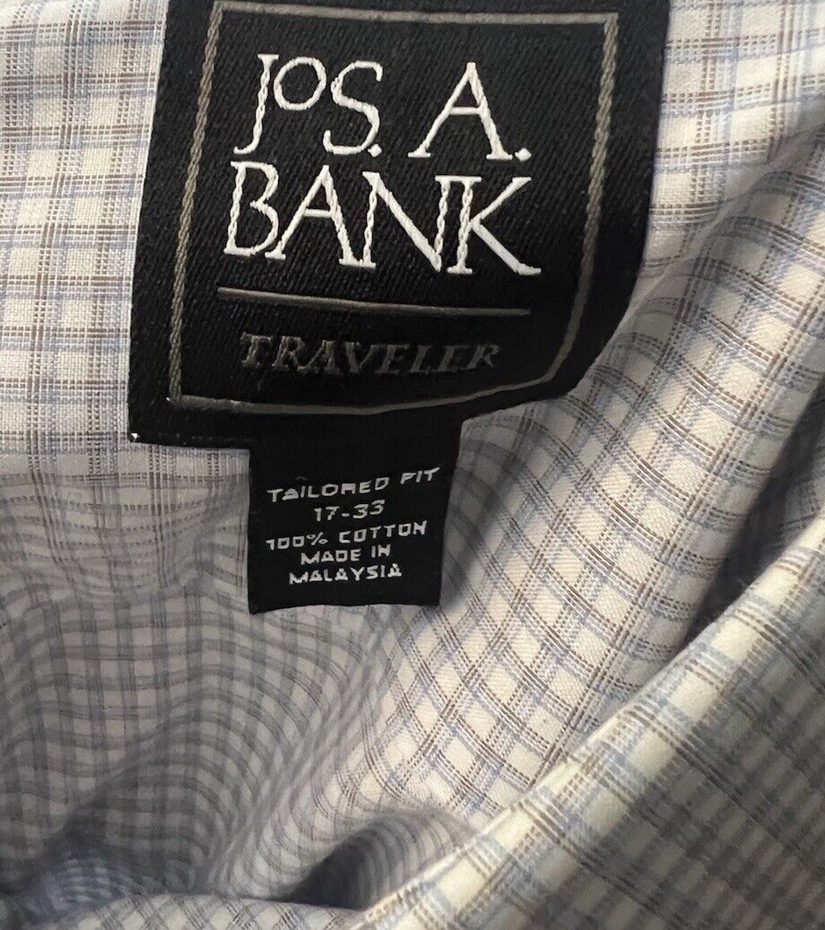 Jos A Bank Traveler Button Up Shirt Men 17 - 33 Tailored Fit