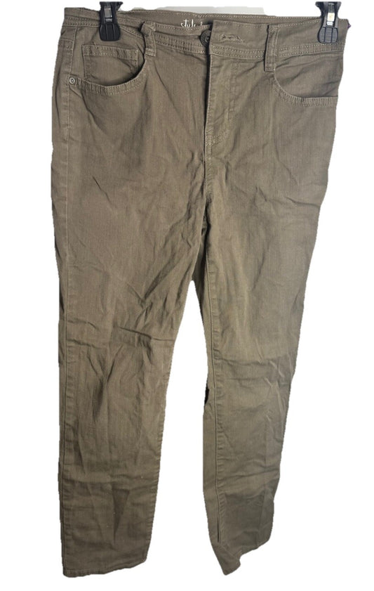 STYLE & CO Tummy Slim Regular Pants Tobacco 2P