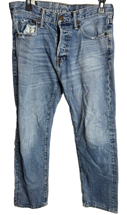 Abercrombie Fitch Button Fly Denim Jeans Men’s 31 x 30 Boot Fit Distressed
