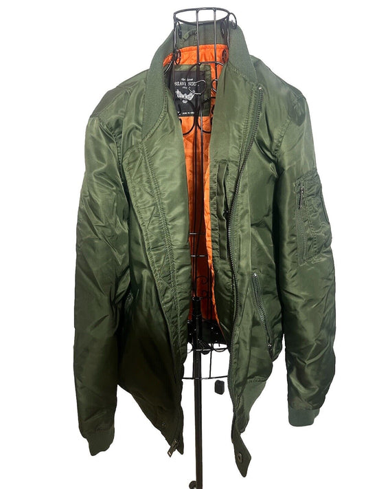 Brave Soul Jacket Mens Medium Green/ Hole In Sleeve