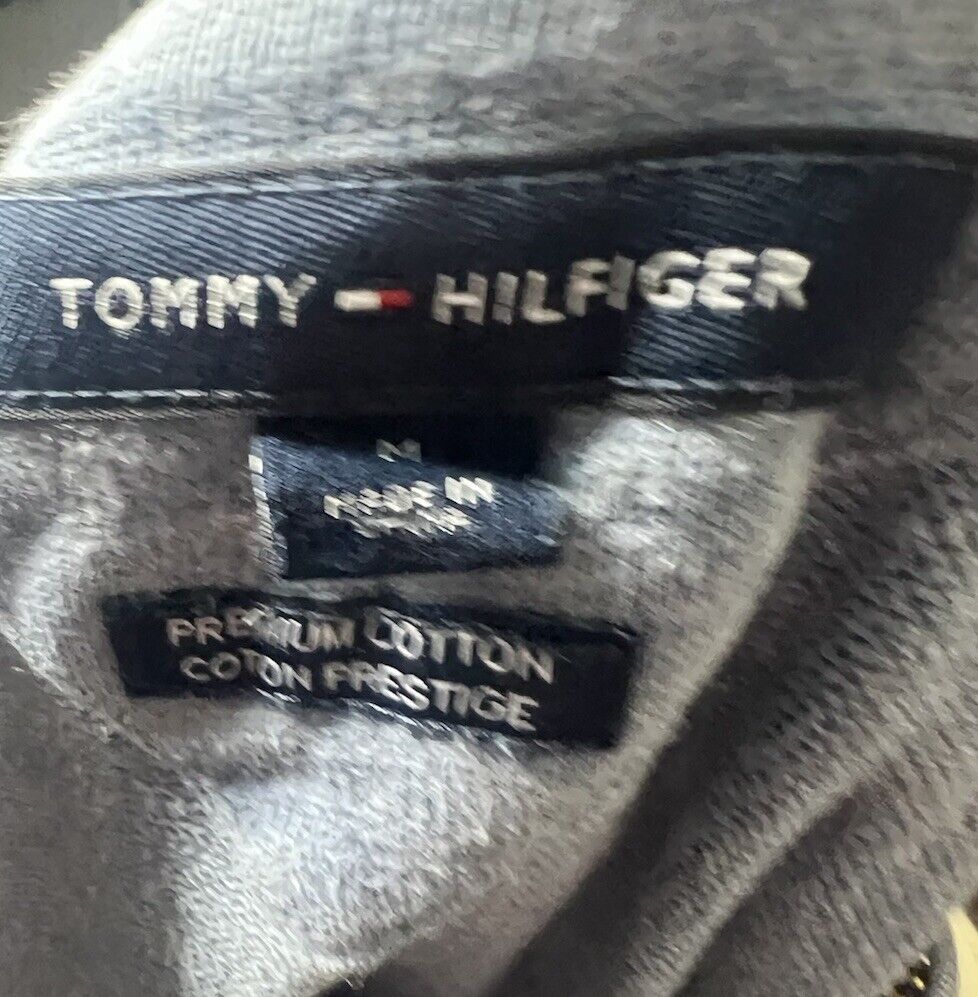 Mens Tommy Hilfiger Mock Neck 1/4 Zip Long Sleeve Gray Mesh Pullover Shirt Med
