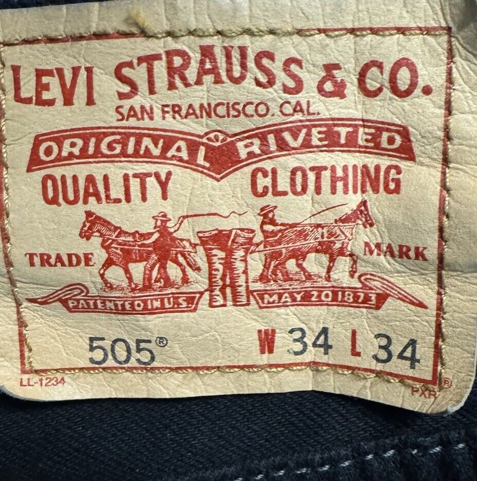Levis 505 Jeans Mens 34x34 Regular Fit Blue Denim  Straight Leg Pants