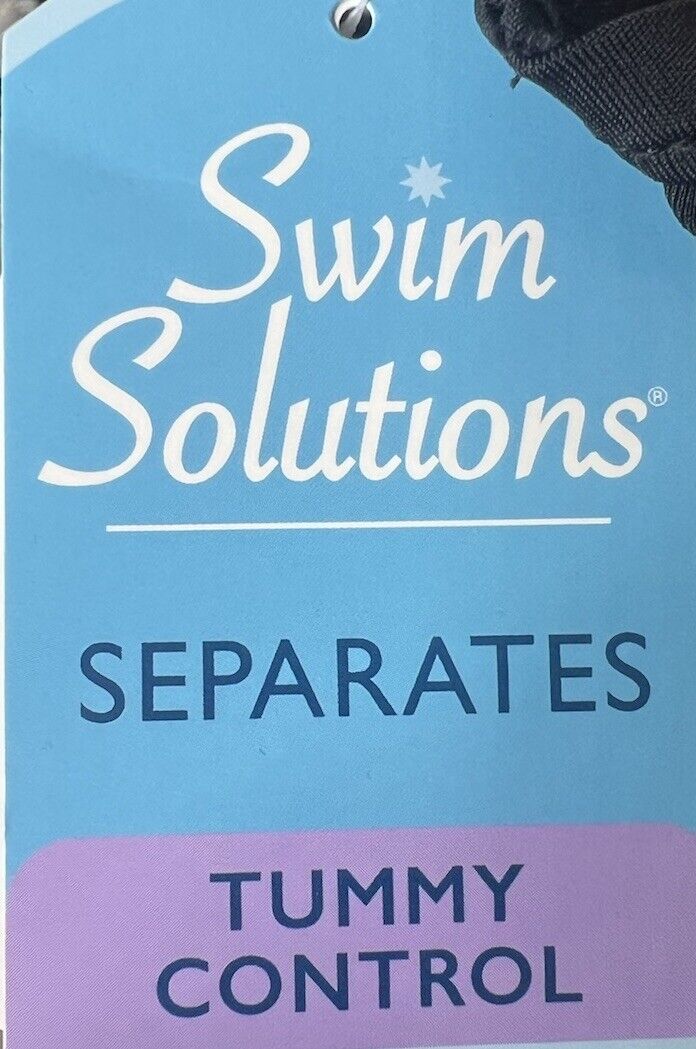 Swim Solutions  High-Waisted Tummy Control Swim Bottoms Size 8 NWT